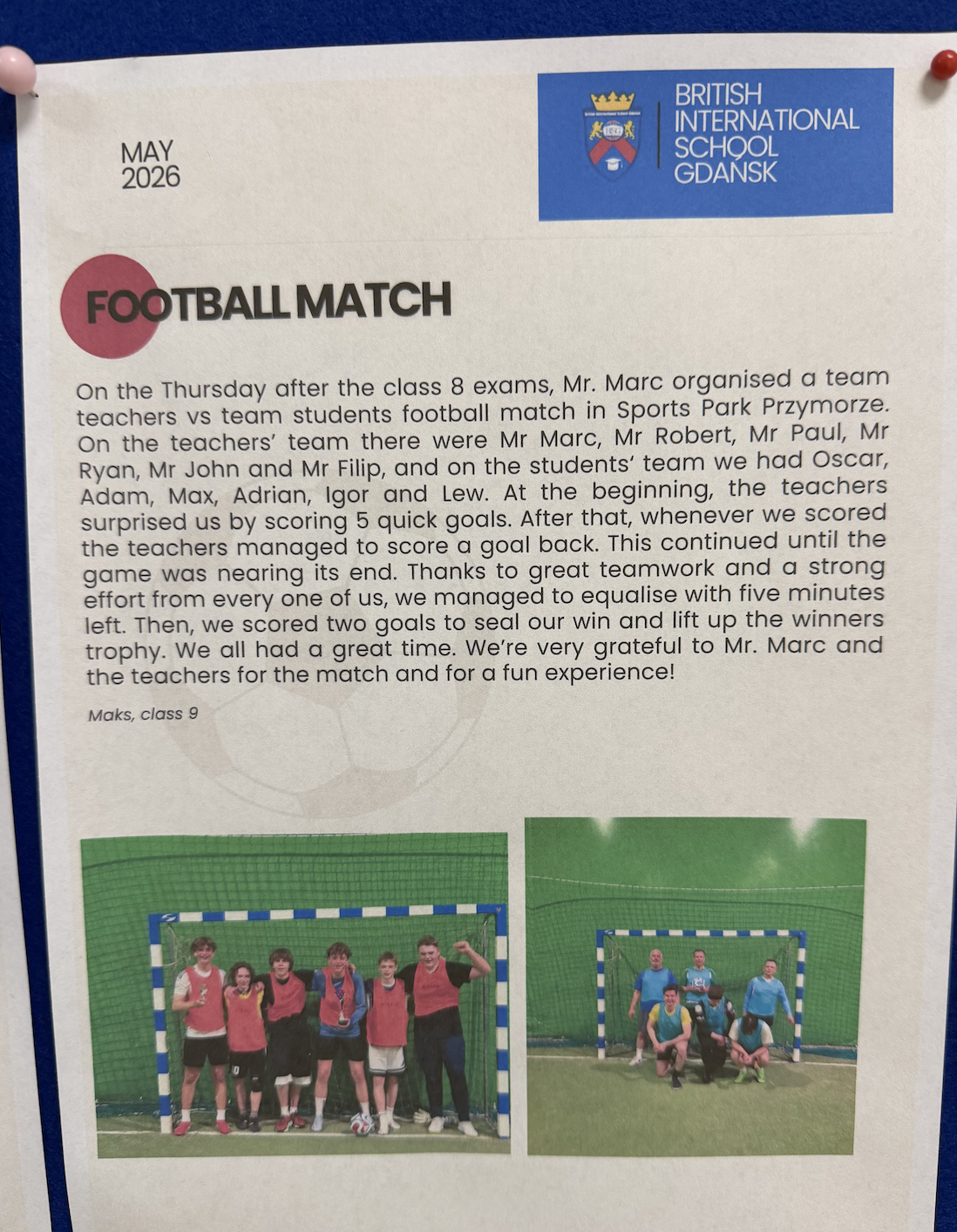 School football match community event